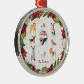Kerstman hoed honden Poinsettia Monogram Metalen Ornament (Rechts)