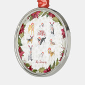 Kerstman hoed honden Poinsettia Monogram Metalen Ornament (Links)