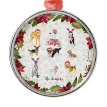 Kerstman hoed honden Poinsettia Monogram