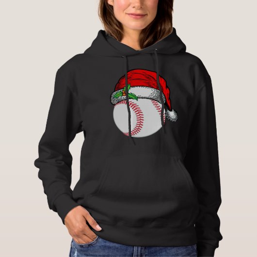 Kerstman hoed honkbal sport grappig cadeau hoodie (Voorkant)