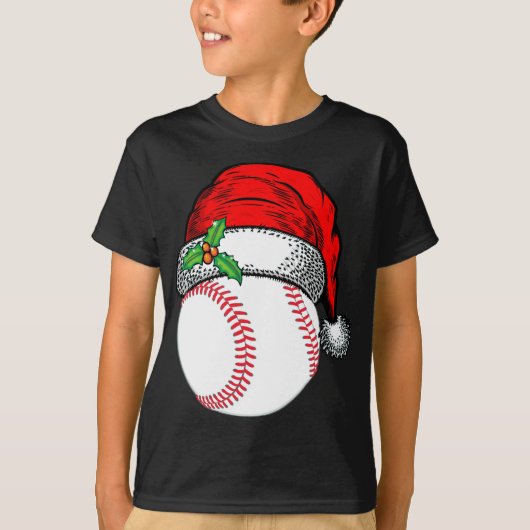 Kerstman hoed honkbal sport grappig cadeau t-shirt (Voorkant)
