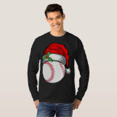 Kerstman hoed honkbal sport grappig cadeau t-shirt (Voorkant volledig)