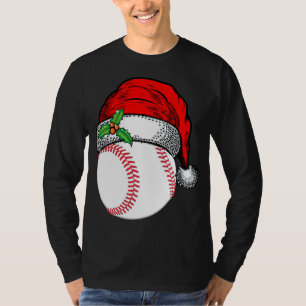 Kerstman hoed honkbal sport grappig cadeau t-shirt