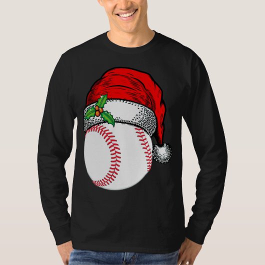 Kerstman hoed honkbal sport grappig cadeau t-shirt (Voorkant)