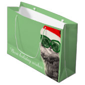 Kerstman hoed kat, kerstcadeau groot cadeauzakje (Voorkant Gekanteld)