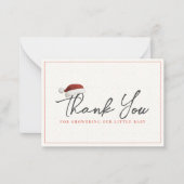 Kerstman Hoed Kerst Baby Shower Bedankt Notitiekaartje (Voorkant)