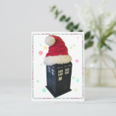 Kerstman Hoed Kerst Blauwe Politiedoos Feestdagenkaart (Staand voorkant)