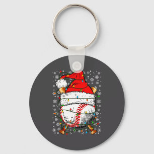 Kerstman Hoed Kerstmis Honkbal Speler Srts Voor Ma Sleutelhanger
