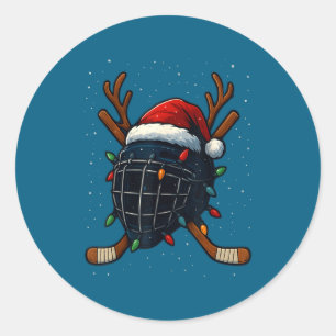 Kerstman Hoed Kerstmis IJshockey Helm Speler Rendi Ronde Sticker