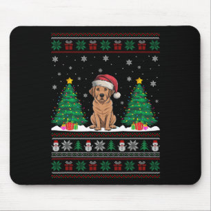 Kerstman Hoed Labrador Hond Kerstboom Lights Ugly Muismat