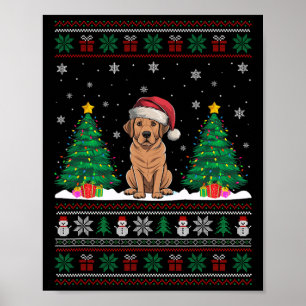Kerstman Hoed Labrador Hond Kerstboom Lights Ugly Poster