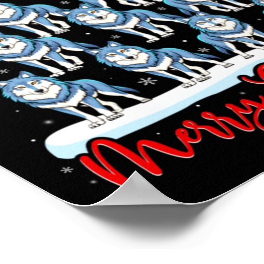 Kerstman Hoed Lelijke Kerstman Grappige Wolf Kerst Poster (Hoek)