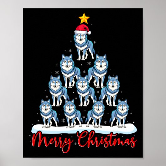 Kerstman Hoed Lelijke Kerstman Grappige Wolf Kerst Poster (Voorkant)