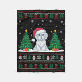 Kerstman Hoed Maltese hond Kerstboom Lights Ugly S Fleece Deken (Voorkant)