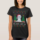 Kerstman Hoed Maltese hond Kerstboom Lights Ugly S T-shirt (Voorkant)