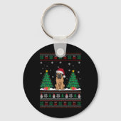 Kerstman Hoed Mastiff Hond Kerstboom Lights Ugly S Sleutelhanger (Voorkant)