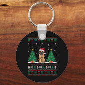 Kerstman Hoed Mastiff Hond Kerstboom Lights Ugly S Sleutelhanger (Voorkant)