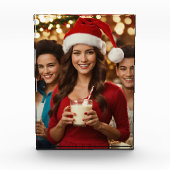 Kerstman Hoed Meisje en Jongen Photo Block Fotoblokken (Voorkant)