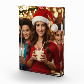 Kerstman Hoed Meisje en Jongen Photo Block Fotoblokken (Rechts)