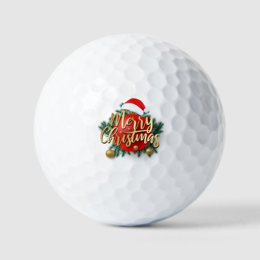Kerstman hoed met tekst Prettig Kerstfeest Golfballen (Voorkant)