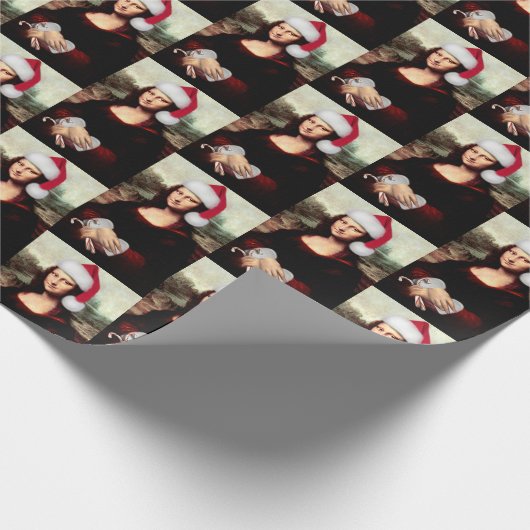 Kerstman Hoed Mona Lisa Kerstmis Cadeaupapier (Hoek)