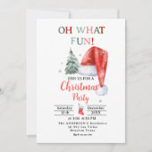 Kerstman hoed oh wat leuk kerstfeest kaart (Voorkant)