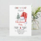 Kerstman hoed oh wat leuk kerstfeest kaart (Staand voorkant)