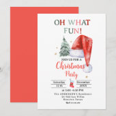 Kerstman hoed oh wat leuk kerstfeest kaart (Voorkant / Achterkant)