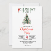 Kerstman hoed oh wat leuke kerst party uitnodiging (Voorkant)