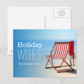 Kerstman hoed op een ligstoel. Kerst op de Feestdagenkaart (Voorkant / Achterkant)