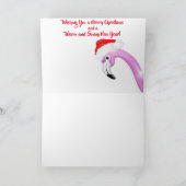 Kerstman hoed op een roze flamingo drijfzak kerstk kaart (Binnen)