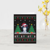 Kerstman Hoed Papillon Hond Kerstboom Lights Ugly Kaart (Gele Bloem)