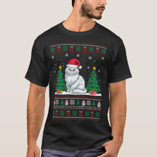 Kerstman Hoed Perzische Kat Kerstboom Lights Ugly  T-shirt