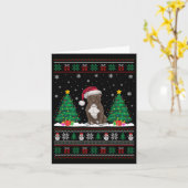 Kerstman Hoed Pitbull Hond Kerstboom Lights Ugly S Kaart (Gele Bloem)