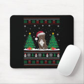 Kerstman Hoed Pitbull Hond Kerstboom Lights Ugly S Muismat (Met muis)