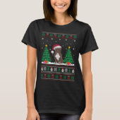 Kerstman Hoed Pitbull Hond Kerstboom Lights Ugly S T-shirt (Voorkant)