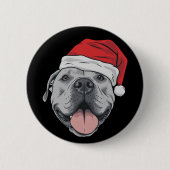 Kerstman Hoed Pitbull Pit Kerstmis Xmas Huisdier H Ronde Button 5,7 Cm (Voorkant)