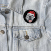Kerstman Hoed Pitbull Pit Kerstmis Xmas Huisdier H Ronde Button 5,7 Cm (In situ)