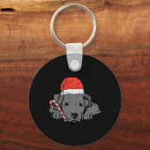 Kerstman hoed pitbull pitbull pitdog kerst kerst v sleutelhanger (Voorkant)