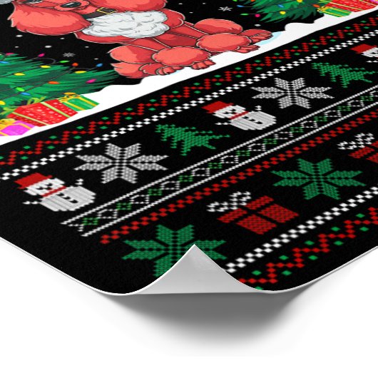 Kerstman Hoed Poedel Hond Kerstboom Lights Ugly Sw Poster (Hoek)