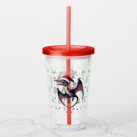 Kerstman hoed pterodactyl acryl drinkbeker (Voorkant)