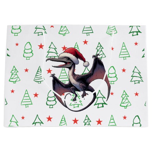 Kerstman hoed pterodactyl groot cadeauzakje (Voorkant)