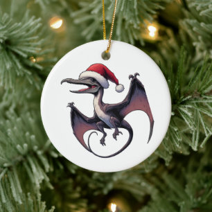 Kerstman hoed pterodactyl keramisch ornament