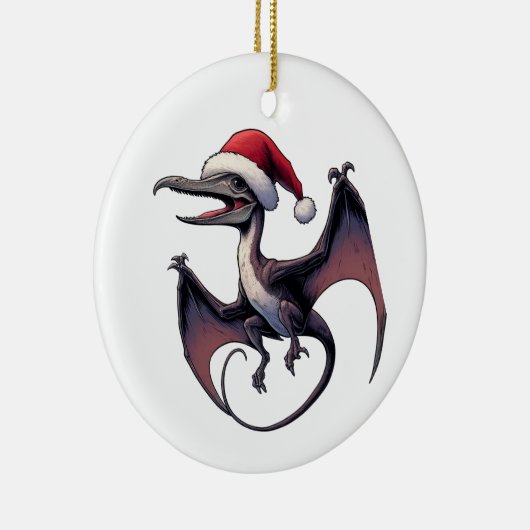 Kerstman hoed pterodactyl keramisch ornament (Rechts)