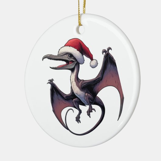 Kerstman hoed pterodactyl keramisch ornament (Links)