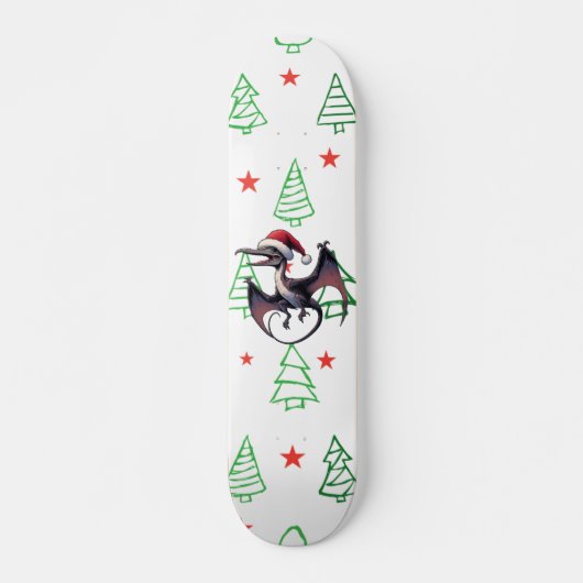 Kerstman hoed pterodactyl persoonlijk skateboard (Voorkant)
