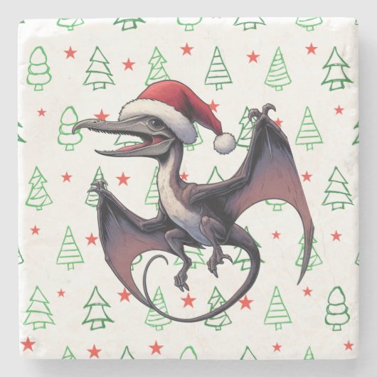 Kerstman hoed pterodactyl stenen onderzetter (Voorkant)