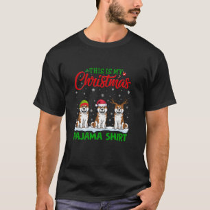 Kerstman Hoed Rendier Akita Hond Kerst Pajama T-shirt