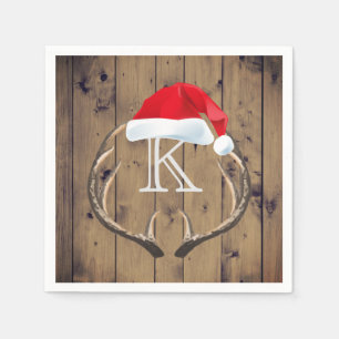 Kerstman Hoed Rendier Antlers Monogram Servetten