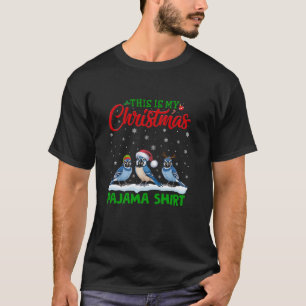 Kerstman Hoed Rendier Blue Jay Bird Kerstkaart T-shirt